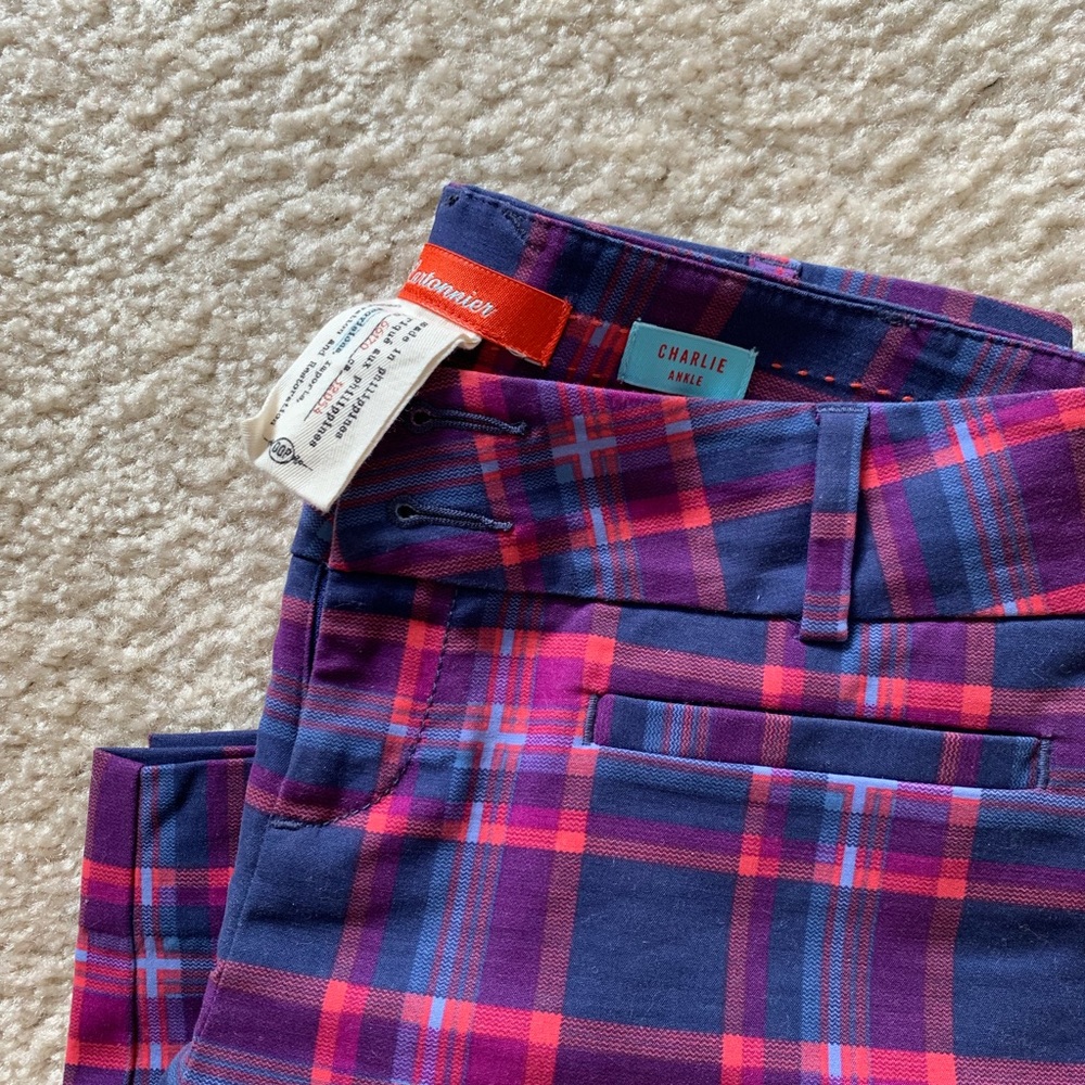Anthropologie Charlie Ankle plaid pants size 00P